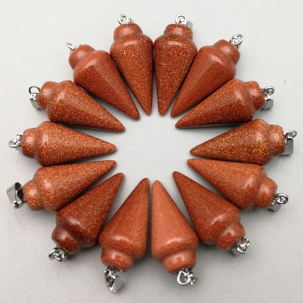 pendants fashion natural stone charms gold sand circular cone pendulum for jewelry making 12pcs wholesale, Black
pendants fashion natural stone charms gold sand circular cone pendulum for jewelry making 12pcs wholesale, Black