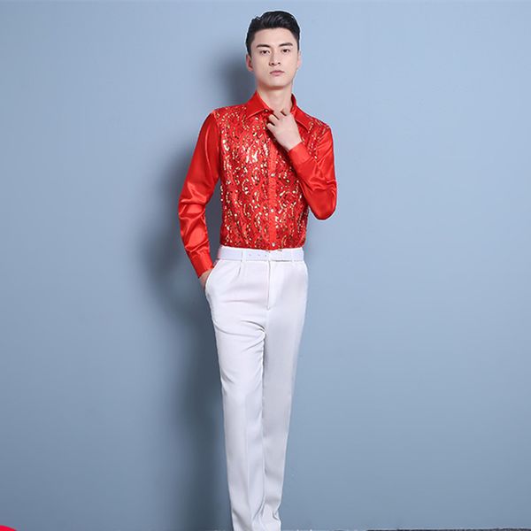 men sequins shirts 8 colors slim shirt formal male chorus hosted dance costume bar nightclub host singer performance stage wear, Black;red
men sequins shirts 8 colors slim shirt formal male chorus hosted dance costume bar nightclub host singer performance stage wear, Black;red