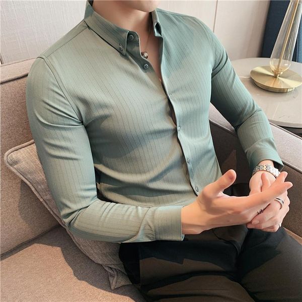 men's casual shirts men clothing 2021 spring dark striped long-sleeved shirt slim korean workplace bar british base, White;black
men's casual shirts men clothing 2021 spring dark striped long-sleeved shirt slim korean workplace bar british base, White;black