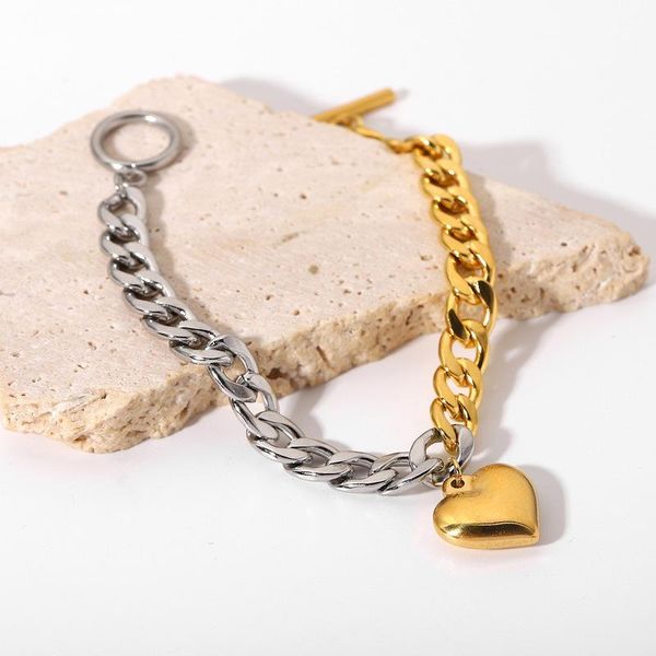 charm bracelets metallic love heart pendant bracelet punk gold silver color patchwork chunky chain for women girls jewelry, Golden;silver
charm bracelets metallic love heart pendant bracelet punk gold silver color patchwork chunky chain for women girls jewelry, Golden;silver