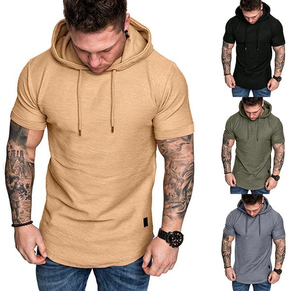2021 summer new men's bamboo cotton t-shirt fashion leather label hooded casual short-sleeved t-shirt men, Black
2021 summer new men's bamboo cotton t-shirt fashion leather label hooded casual short-sleeved t-shirt men, Black