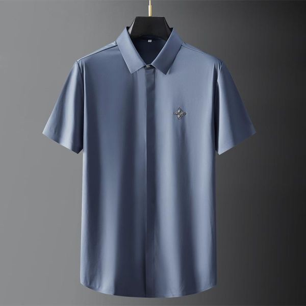 men's casual shirts summer thin male t-shirts luxury short sleeve solid color mens dress fashion slim fit man plus size, White;black
men's casual shirts summer thin male t-shirts luxury short sleeve solid color mens dress fashion slim fit man plus size, White;black