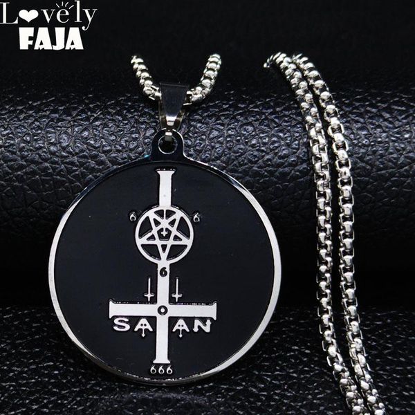 pendant necklaces 2021 satan inverted cross pentagram black enamel stainless steel for men/women jewelry cadenas para hombre n3208s03, Silver
pendant necklaces 2021 satan inverted cross pentagram black enamel stainless steel for men/women jewelry cadenas para hombre n3208s03, Silver