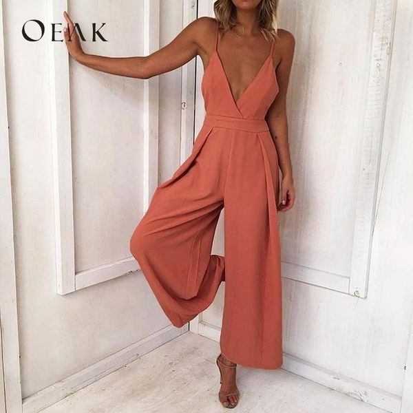 women's jumpsuits & rompers oeak women high waist loose long solid wide leg strap overall tie up backless vacation v neck macacao femin, Black;white
women's jumpsuits & rompers oeak women high waist loose long solid wide leg strap overall tie up backless vacation v neck macacao femin, Black;white
