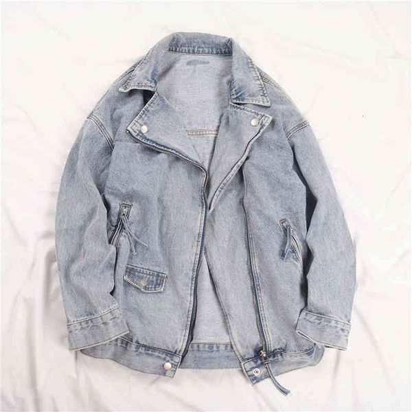 women's jackets vintage washed blue zipper denim women spring korean outerwear oversized loose long sleeve short jeans coat female 5704, Black;brown
women's jackets vintage washed blue zipper denim women spring korean outerwear oversized loose long sleeve short jeans coat female 5704, Black;brown