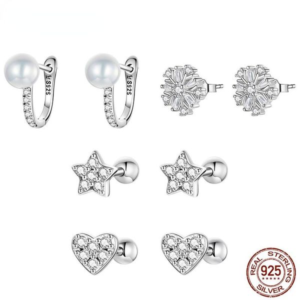 stud luxury 925 sterling silver pearls ear buckle simple crystal heart star earrings for women wedding jewelry gift, Golden;silver
stud luxury 925 sterling silver pearls ear buckle simple crystal heart star earrings for women wedding jewelry gift, Golden;silver