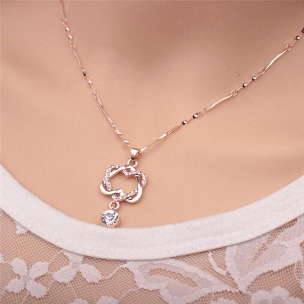 pendant necklaces fashion lovers wrapped in two hearts concentric linked plated necklace heart for woman gift, Silver
pendant necklaces fashion lovers wrapped in two hearts concentric linked plated necklace heart for woman gift, Silver