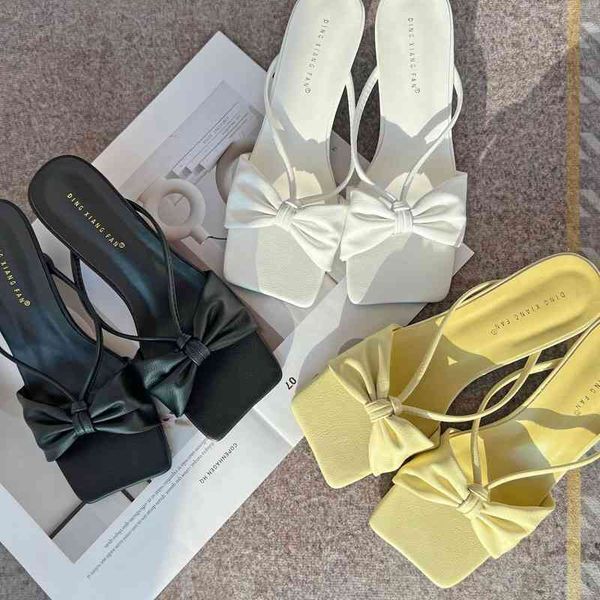 slippers bowknot heels women party dress shoes summer for slides square toe narrow band ladies sandals 220308, Black
slippers bowknot heels women party dress shoes summer for slides square toe narrow band ladies sandals 220308, Black
