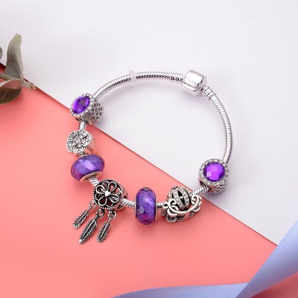 charm bracelets purple european beaded bracelets&bangles for women silver plated inital heart original women's hanging tassel femme, Golden;silver
charm bracelets purple european beaded bracelets&bangles for women silver plated inital heart original women's hanging tassel femme, Golden;silver