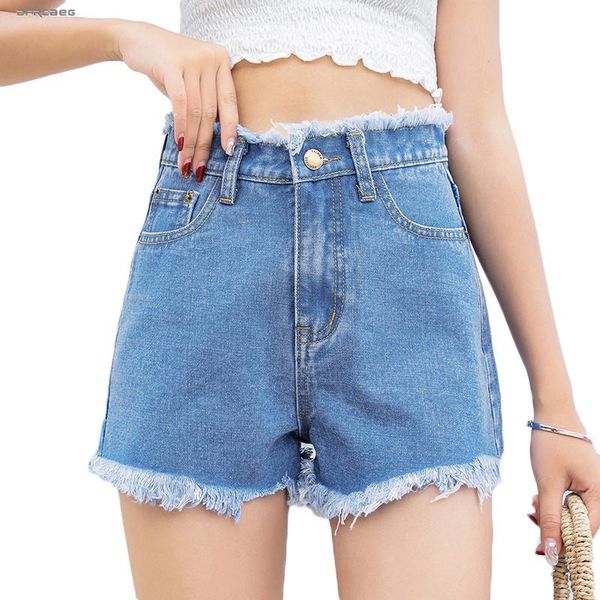 women's shorts white high waist burr denim woman 2021 korean style casual jeans summer short pants femme, White;black
women's shorts white high waist burr denim woman 2021 korean style casual jeans summer short pants femme, White;black