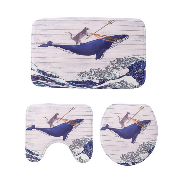 shower curtains 1 set household bath mat bathroom toilet outline seat cover