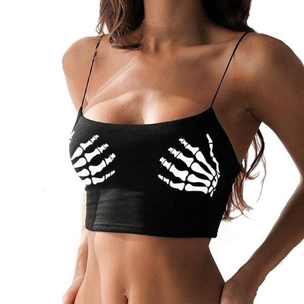 women's tanks & camis women skeleton hand strappy vest crop summer sleeveless slash neck beach sports tank, White
women's tanks & camis women skeleton hand strappy vest crop summer sleeveless slash neck beach sports tank, White