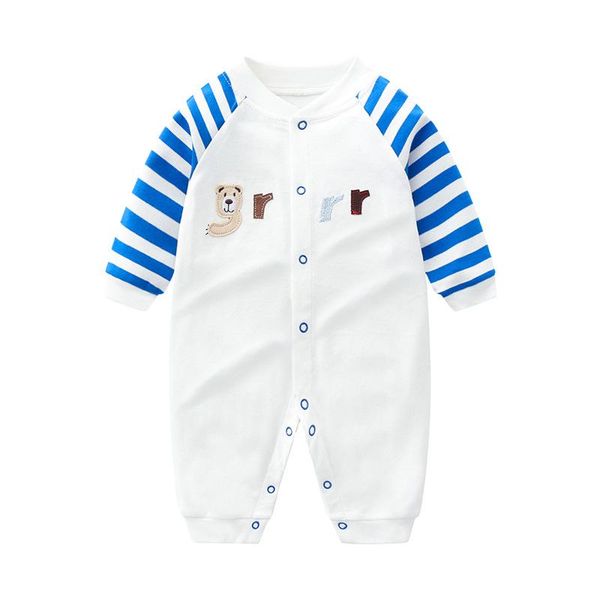 new spring autumn baby boy romper long sleeve pure cotton button newborn jumpsuit infant striped baby clothing, Blue
new spring autumn baby boy romper long sleeve pure cotton button newborn jumpsuit infant striped baby clothing, Blue