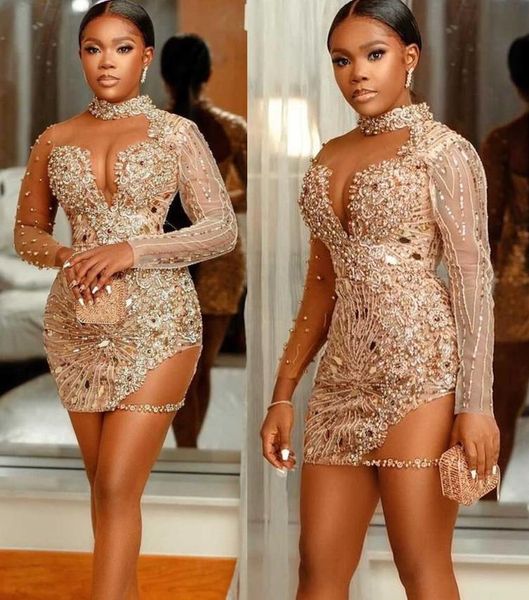 2022 plus size arabic cocktail dresses with crystals beads high neck short party dress illusion long sleeves black girls prom gowns
2022 plus size arabic cocktail dresses with crystals beads high neck short party dress illusion long sleeves black girls prom gowns