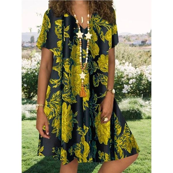 women's swimwear casual v-neck sundress women plus size summer dress floral print short sleeve loose party elegant retro skirts vestido, White;black
women's swimwear casual v-neck sundress women plus size summer dress floral print short sleeve loose party elegant retro skirts vestido, White;black
