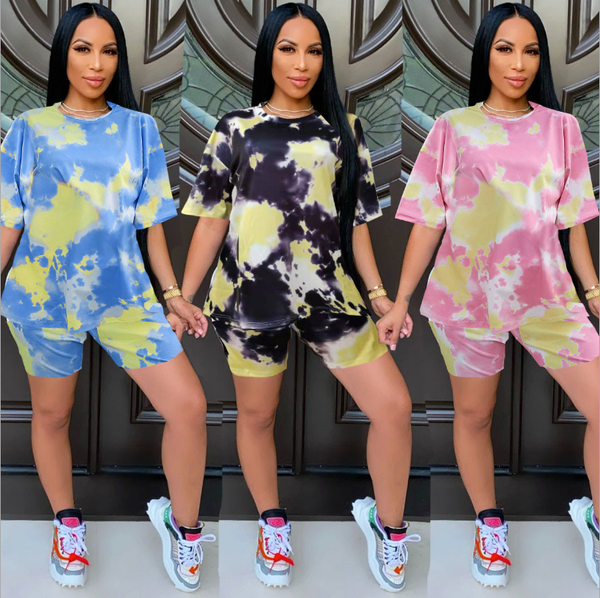 tie-dye printing women biker shorts tracksuits 2021 summer ladys o-neck short sleeve loose t-shirts casual two piece sets, White
tie-dye printing women biker shorts tracksuits 2021 summer ladys o-neck short sleeve loose t-shirts casual two piece sets, White