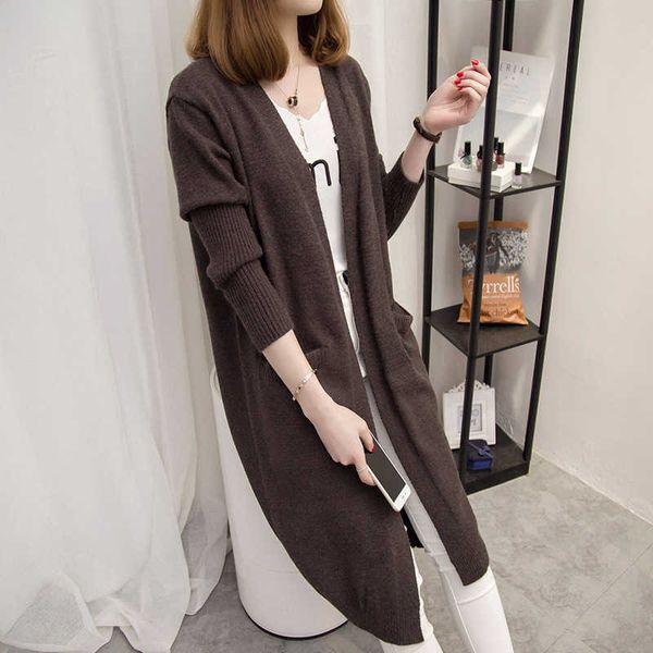 long sweater coat female knit cardigan autumn women's korean version of the loose wild 210527, White
long sweater coat female knit cardigan autumn women's korean version of the loose wild 210527, White