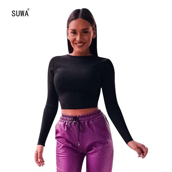 women's t-shirt design spring women black o neck long sleeve back hollow-out bandage short streetwear pullover, White
women's t-shirt design spring women black o neck long sleeve back hollow-out bandage short streetwear pullover, White
