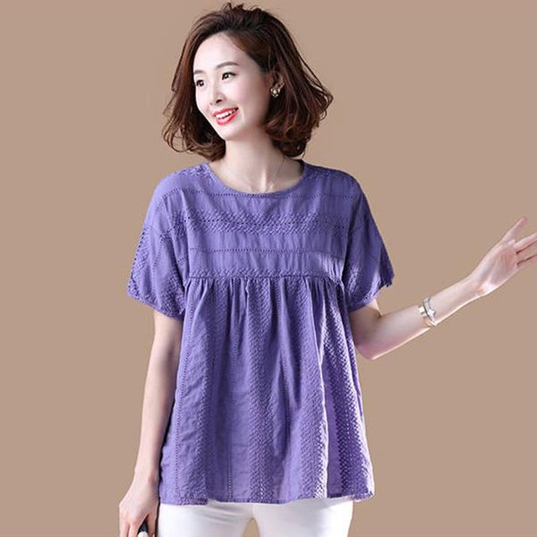 women's blouses & shirts 100% cotton women casual 2021 summer fashion hollow out female loose plus size p284, White
women's blouses & shirts 100% cotton women casual 2021 summer fashion hollow out female loose plus size p284, White