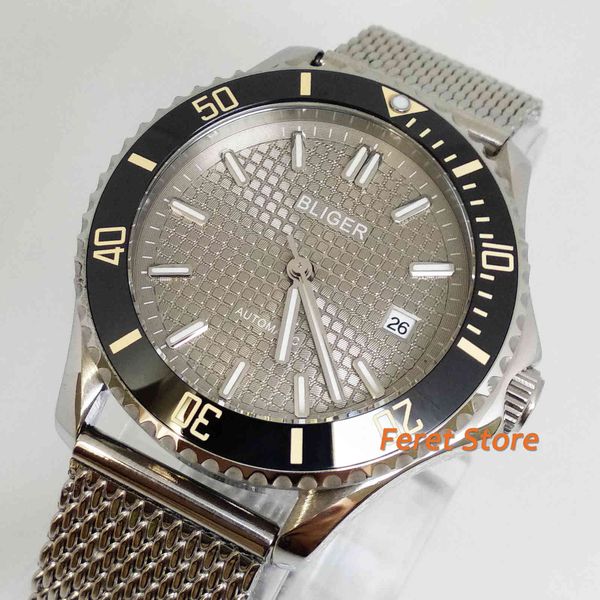 bliger 41mm luxury type mechanical men's watch grey dial saffier glass rotating bezel steel band miyota movement, Slivery;brown
bliger 41mm luxury type mechanical men's watch grey dial saffier glass rotating bezel steel band miyota movement, Slivery;brown