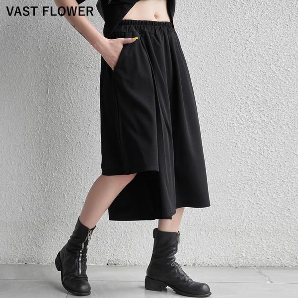 women's pants & capris irregular black high elastic waist spliced wide leg women fashion personality loose fit casual trousers summer 2, Black;white
women's pants & capris irregular black high elastic waist spliced wide leg women fashion personality loose fit casual trousers summer 2, Black;white