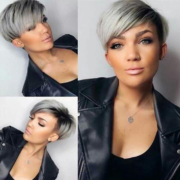 fashion short straight gray synthetic high temperature silk women's beatiful hair wig, Black
fashion short straight gray synthetic high temperature silk women's beatiful hair wig, Black