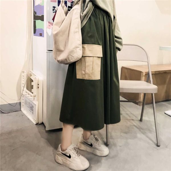 skirts casual long skirt women spring 2021 japanese vintage pockets patchwork elastic waist a line army green khaki b216, Black
skirts casual long skirt women spring 2021 japanese vintage pockets patchwork elastic waist a line army green khaki b216, Black