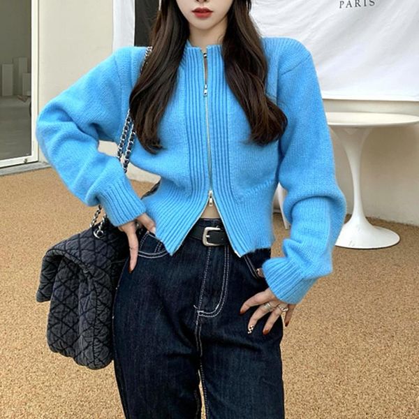 women's jackets korean cardigan loose casual knitted zipper sweater jacket autumn and winter long sleeve stand collar solid color outer, Black;brown
women's jackets korean cardigan loose casual knitted zipper sweater jacket autumn and winter long sleeve stand collar solid color outer, Black;brown