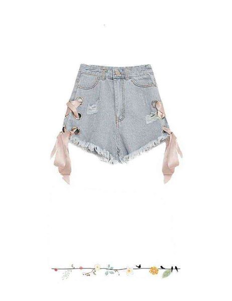 design sense tie denim shorts female student 2021 summer korean high waist show thin wide leg pants trend, Blue
design sense tie denim shorts female student 2021 summer korean high waist show thin wide leg pants trend, Blue
