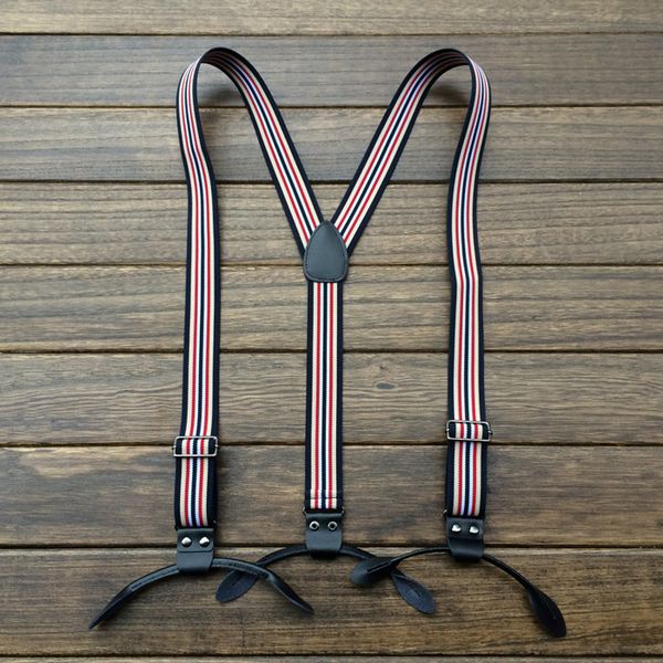 y-back adjustable button end suspenders strap jeans y back belt red blue white striped fabric leather suspenders braces, Black;white
y-back adjustable button end suspenders strap jeans y back belt red blue white striped fabric leather suspenders braces, Black;white
