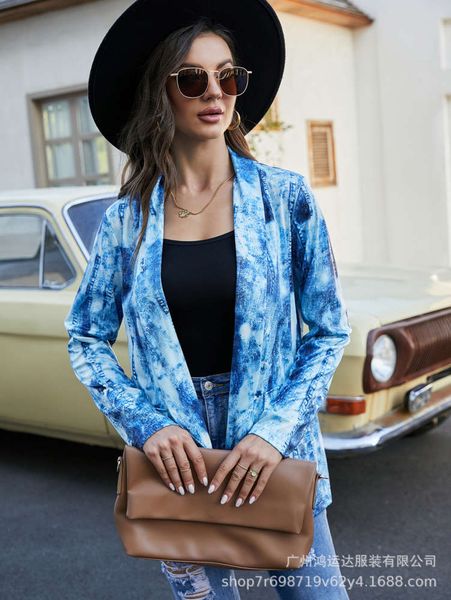 blue tie dyed coat, Black;brown