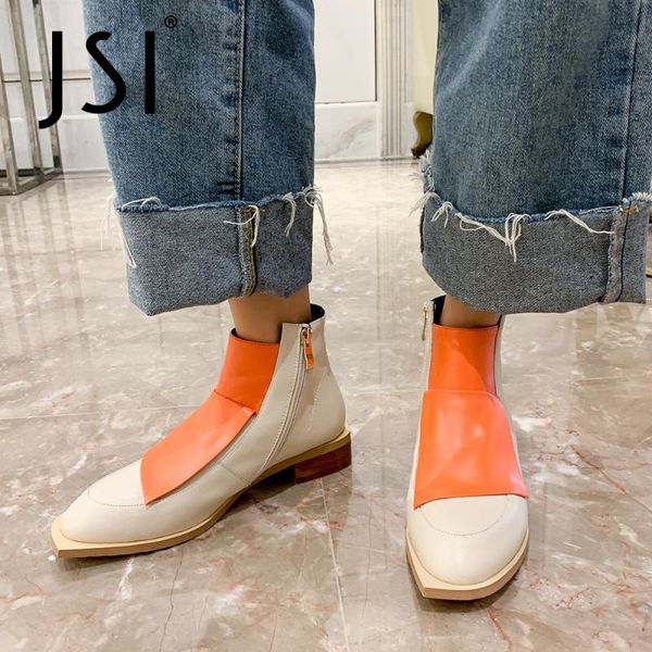boots jsi arrival patchwork ankle woman genuine cow leather round toe low square wooden heel outsole zipper boot shoe jo797, Black
boots jsi arrival patchwork ankle woman genuine cow leather round toe low square wooden heel outsole zipper boot shoe jo797, Black