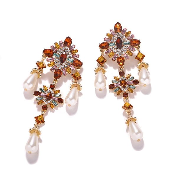 za with exaggerated and exquisite court style color matching earrings, women's new fashion street show, diamon, Silver
za with exaggerated and exquisite court style color matching earrings, women's new fashion street show, diamon, Silver