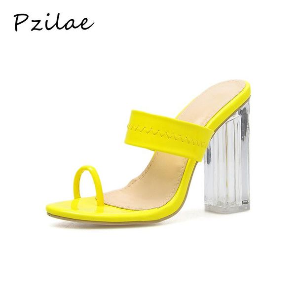 slippers pzilae women transparent clear heel patent leather fashion summer party shoes high heeled slides, Black
slippers pzilae women transparent clear heel patent leather fashion summer party shoes high heeled slides, Black