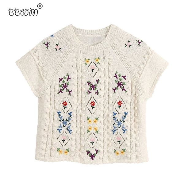 women stylish chic floral embroidery short sweater vintage o neck sleeve pullovers girls jumpers 210531, White
women stylish chic floral embroidery short sweater vintage o neck sleeve pullovers girls jumpers 210531, White