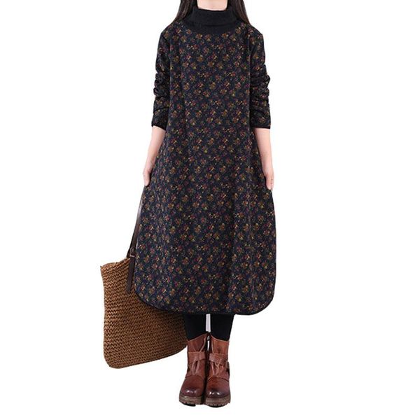 casual dresses retro cotton linen floral bottoming high collar plus velvet thicke warm 2021 winter large size women's dress nbh32, Black;gray
casual dresses retro cotton linen floral bottoming high collar plus velvet thicke warm 2021 winter large size women's dress nbh32, Black;gray