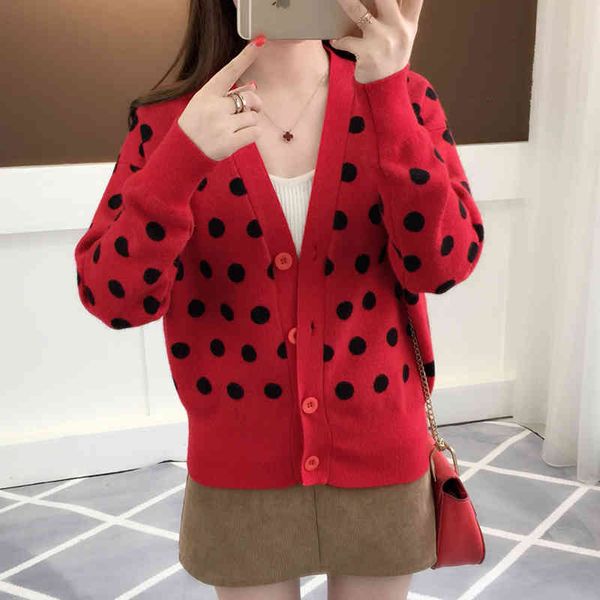 women's knits & tees polka dots knitted cardigans for women casual slim stretch button knitwear preppy style v-neck coat kore, White
women's knits & tees polka dots knitted cardigans for women casual slim stretch button knitwear preppy style v-neck coat kore, White
