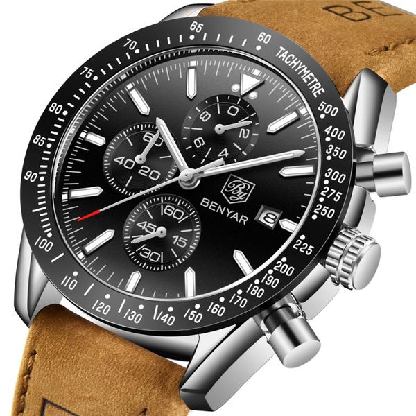 watch men benyar mens blue watches leather band wrist men's chronograph male relogio masculino wristwatches, Slivery;brown
watch men benyar mens blue watches leather band wrist men's chronograph male relogio masculino wristwatches, Slivery;brown