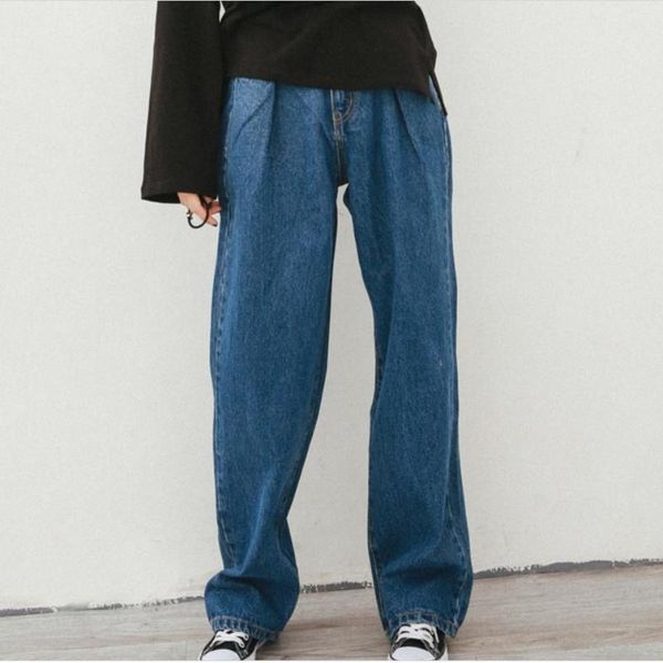 women's jeans women loose wide leg bleached washed denim straight female trousers vintage ladies, Blue
women's jeans women loose wide leg bleached washed denim straight female trousers vintage ladies, Blue