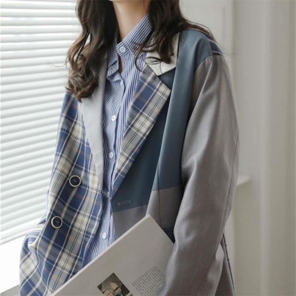 women's suits & blazers hzirip design patchwork plaid retro plus size women all match autumn fashion femme students office lady, White;black
women's suits & blazers hzirip design patchwork plaid retro plus size women all match autumn fashion femme students office lady, White;black