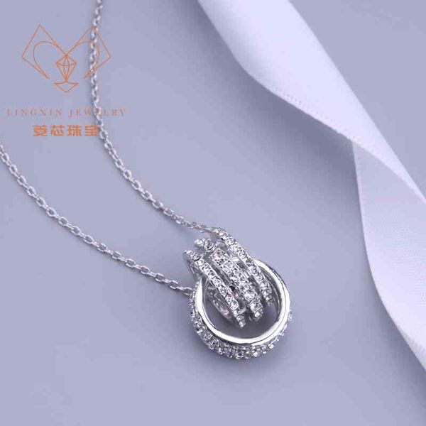 the new shijia double ring buckle transfer bead necklace female swarovski element crystal pendant clavicle chain merchant, Silver
the new shijia double ring buckle transfer bead necklace female swarovski element crystal pendant clavicle chain merchant, Silver