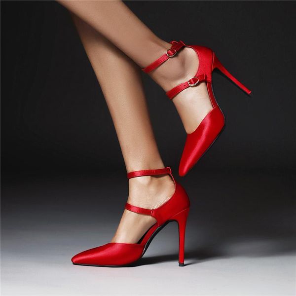 fashion straps high heels shoes pointed toe silk red black green heeled pumps women party wedding female dress
fashion straps high heels shoes pointed toe silk red black green heeled pumps women party wedding female dress