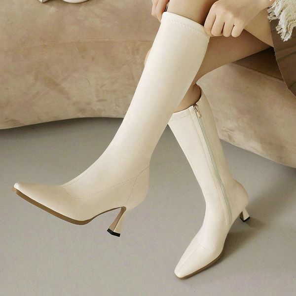 boots quality spring autumn knee length pointed toe square root women black beige side zipper ladies high heel
boots quality spring autumn knee length pointed toe square root women black beige side zipper ladies high heel