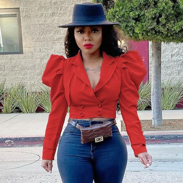 women's jackets button up crop jacket deep v puff sleeve fall outfits for women festival office lady wear suit coats, Black;brown 
women's jackets button up crop jacket deep v puff sleeve fall outfits for women festival office lady wear suit coats, Black;brown