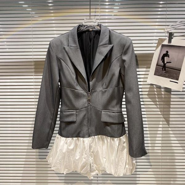 women's suits & blazers european autumn small fragrance stitching pleated hem zipper waist design suit women coats fashion streetwear 2, White;black
women's suits & blazers european autumn small fragrance stitching pleated hem zipper waist design suit women coats fashion streetwear 2, White;black