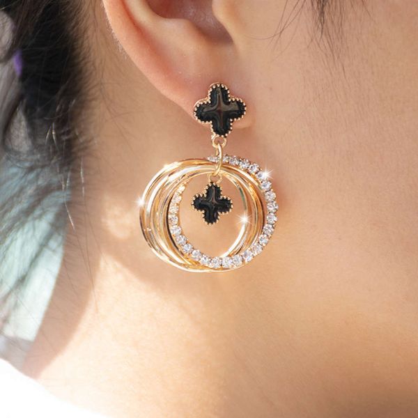 south korea s925 silver needle new creative five pointed star four leaf grass rhinestone multi layer fashion popular earrings, Black
south korea s925 silver needle new creative five pointed star four leaf grass rhinestone multi layer fashion popular earrings, Black
