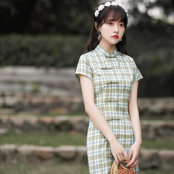 ethnic clothing green plaid chinese dresses classi cotton qipao daily dress oriental style cheongsam modern qi pao sexy, Red
ethnic clothing green plaid chinese dresses classi cotton qipao daily dress oriental style cheongsam modern qi pao sexy, Red