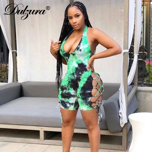 dulzura tie dye ribbed bandage hollow out women playsuit combishort streetwear 2021 summer clothes party club outfit halter, Black;white
dulzura tie dye ribbed bandage hollow out women playsuit combishort streetwear 2021 summer clothes party club outfit halter, Black;white