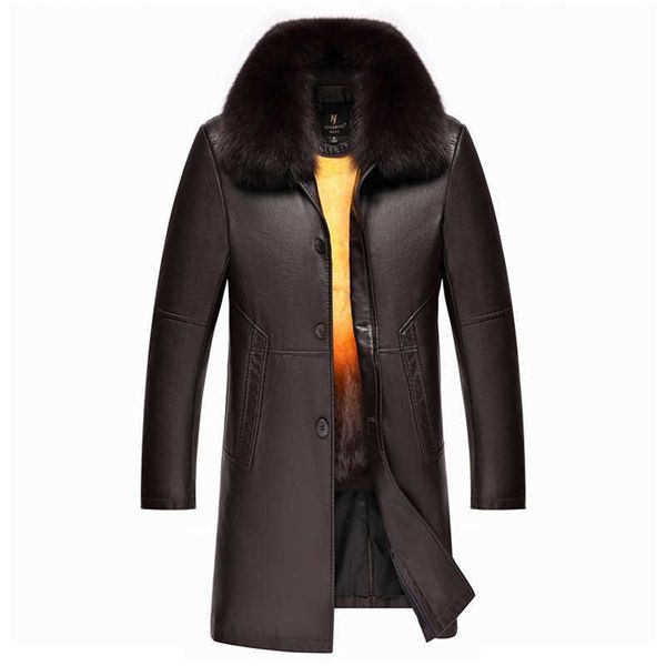 men's leather & faux 2021 middle-aged and elderly wear detachable autumn winter long golden fur collar, Black
men's leather & faux 2021 middle-aged and elderly wear detachable autumn winter long golden fur collar, Black