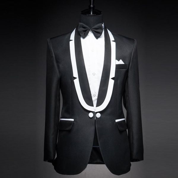 men's suits & blazers tailored smoking black suit men groom tuxedo slim fit 2 piece wedding for blazer prom terno masculino jacket+pant, White;black
men's suits & blazers tailored smoking black suit men groom tuxedo slim fit 2 piece wedding for blazer prom terno masculino jacket+pant, White;black